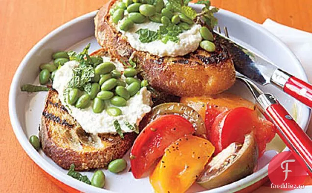 Bruschetta la grătar cu Ricotta și Edamame