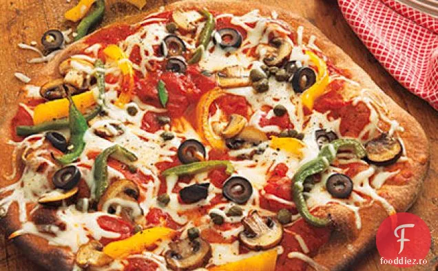 Pizza cu ciuperci, piper, măsline și capere