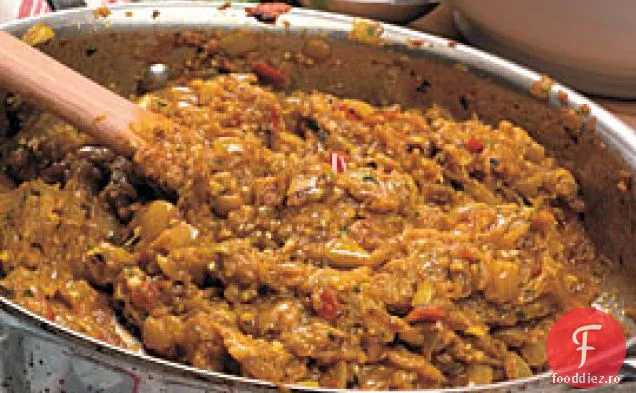 Vinete cu condimente și ierburi aromate (bhartha)