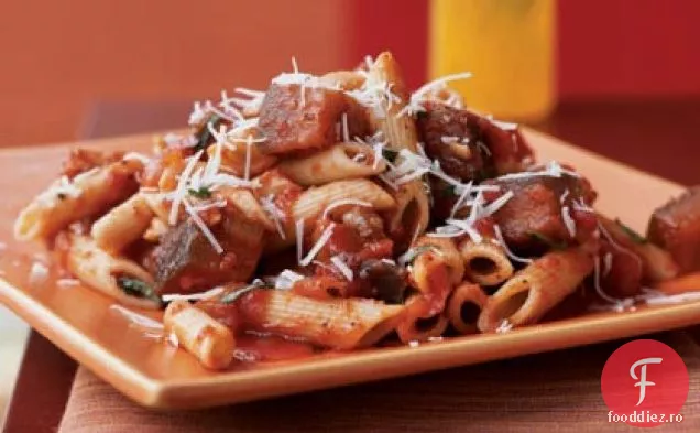 Orez brun Penne cu vinete