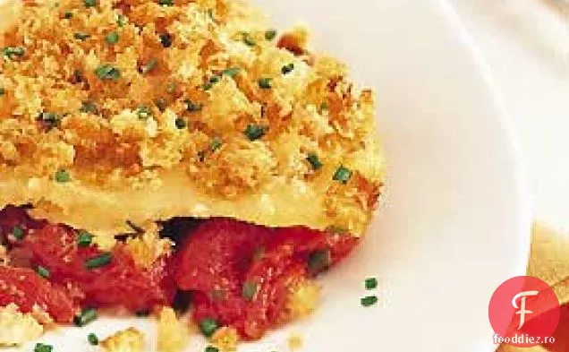 Gratin de roșii cu pesmet alb de Cheddar