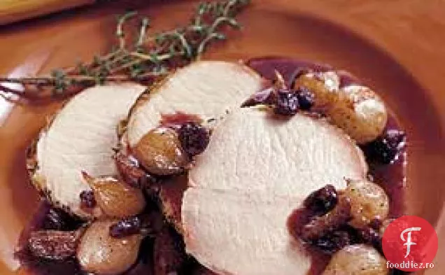 Carne de porc sărată cu ceapă, stafide și compot de usturoi