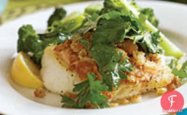 Sear-eglefin prăjit sau Cod cu hrean a Aproximololi & Lemon-Zest Breadcrumbs