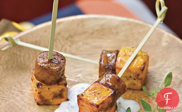 Pătrate De Cartofi Dulci Cu Maioneză De Lămâie-Usturoi