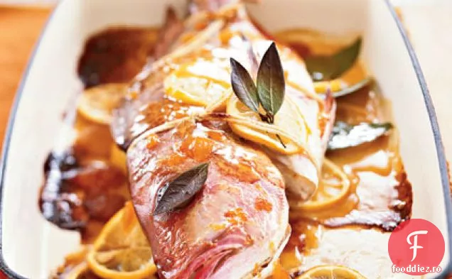 Snapper de lămâie întreg prăjit cu glazură de lămâie-caise