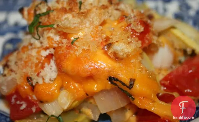 Caserola de dovlecei și roșii stratificate