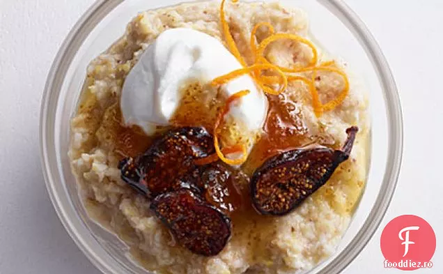 Cremă cu 7 cereale cu brânză de capră, iaurt și smochine