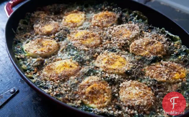 Gratin de spanac cu ouă fierte tari