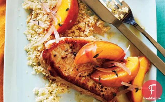 Skillet cotlet de porc saut saut cu piersici