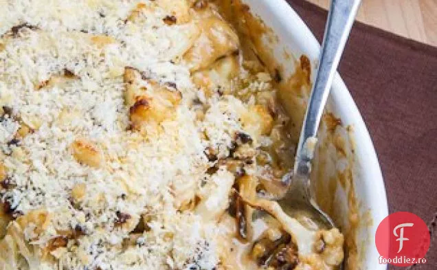 Conopidă prăjită și Gratin de Cheddar alb îmbătrânit