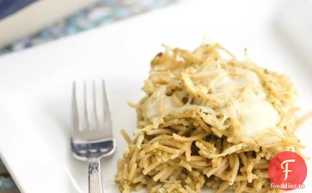Cheesy Pesto Pui Spaghete Coace