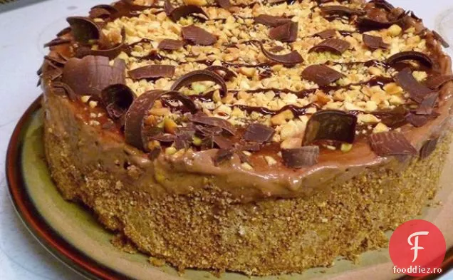Plăcintă Cu Mousse Cu Unt De Arahide Cu Ciocolată Vegană Cu Sos De Agave Cu Unt De Arahide Cu Ciocolată