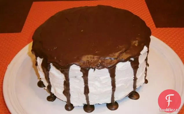 Tort de ciocolată vegană cu glazură albă și Ganache de ciocolată