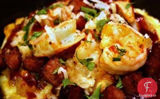 Creveți și crupe cu Kielbasa