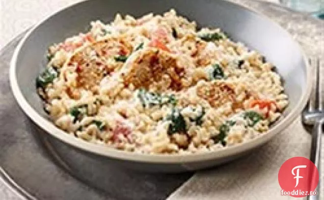 Cină cremoasă cu orez, pui și spanac