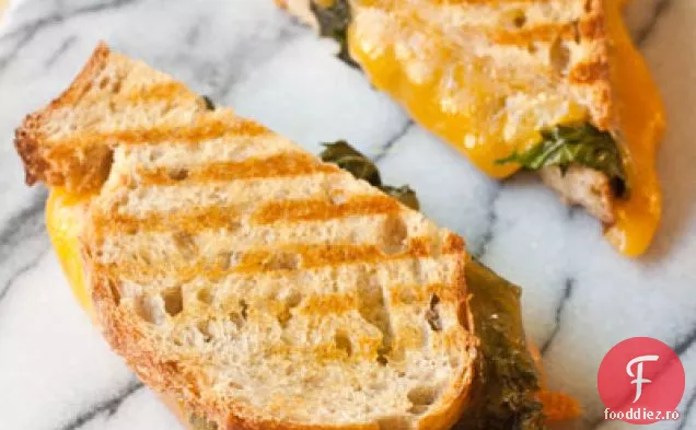 Kale, usturoi la grătar și Cheddar Panini
