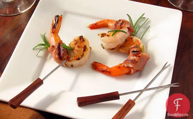 Creveți La Grătar Înveliți Cu Prosciutto De Portocale Și Rozmarin