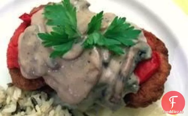 Cotlet de porc și copt ardei roșu prăjit