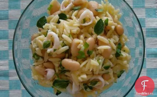 Orzo mediteranean cu fasole albă și Calamari