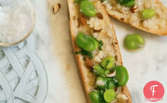 Fava Almond Mint Crostini
