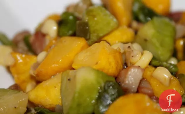 Succotash Cu Dovlecei, Fasole Fava, Porumb Dulce Și Pancetta