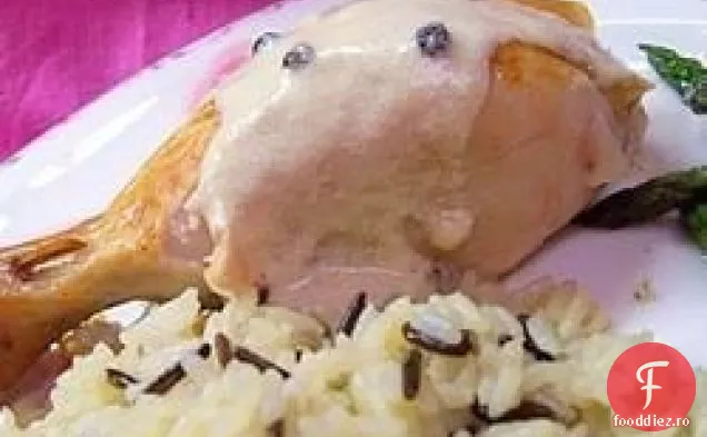 Pui prăjit cu sos de boabe de piper crăpat