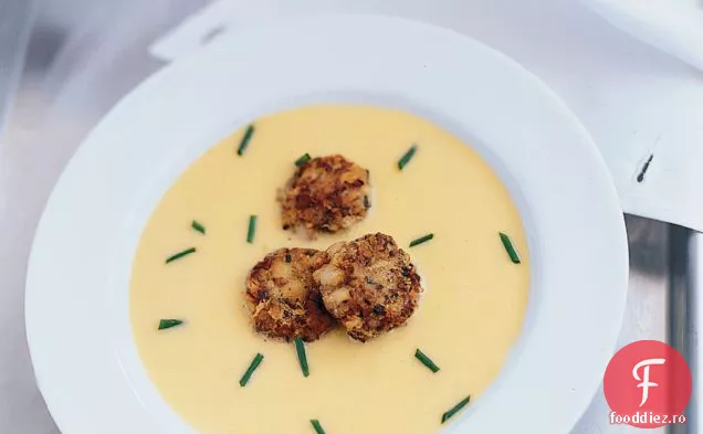 Supa de porumb dulce a lui Reitzer cu prăjituri de Crab Shiitake