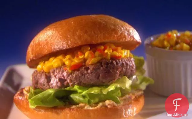 Burgeri Bluegrass cu porumb prăjit dulce Chow - Chow și șuncă de țară