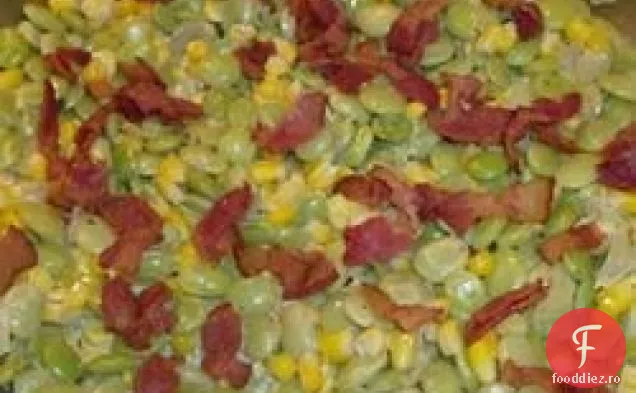 Succotash cremos cu slănină, cimbru și arpagic
