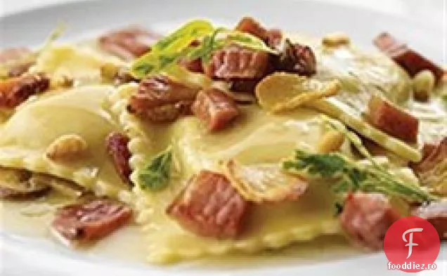 Ravioli de dovleac cu Margherita crocanta Prosciutto