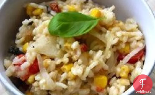 Risotto cu roșii, porumb și busuioc