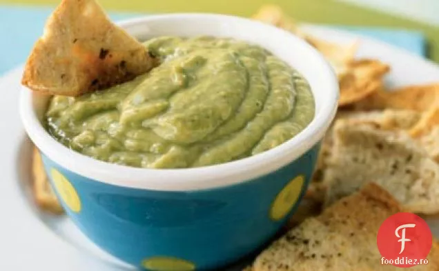 Avocado-Tomatillo Dip cu chipsuri de pita de chimen