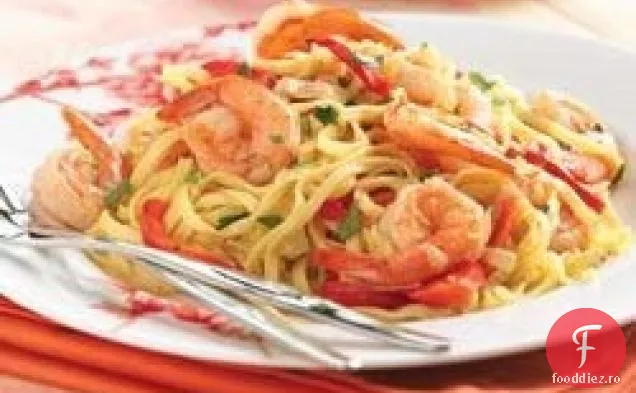 Linguine de creveți și ardei roșu dulce