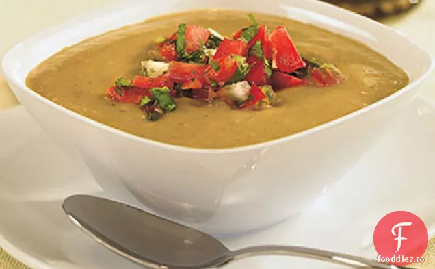 Supă răcită de Tomatillo-Avocado cu Salsa de roșii