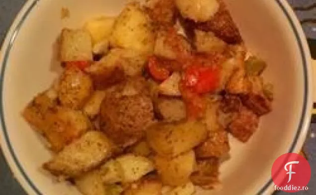 Salată de cartofi prăjiți cu vinetă