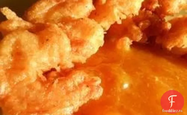 Creveți Cajun cu sos de piersici acidulat