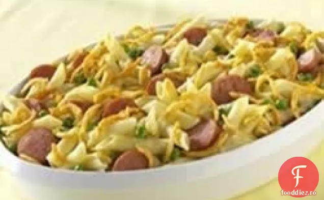 Penne la cuptor și cârnați afumați