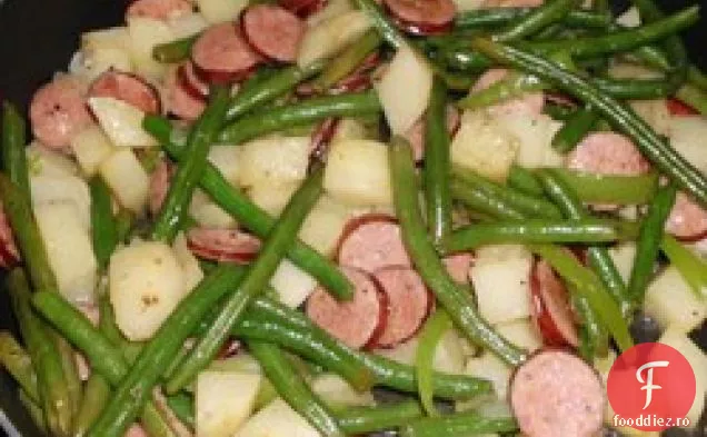 Amy 's Po' Man fasole verde și cârnați
