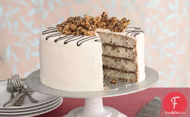 Tort de nuc-Praline cu glazură de brânză cremă