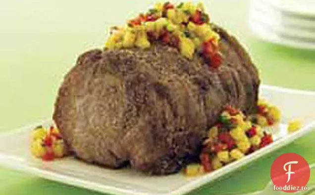 Muschi de porc la gratar cu salsa de ananas