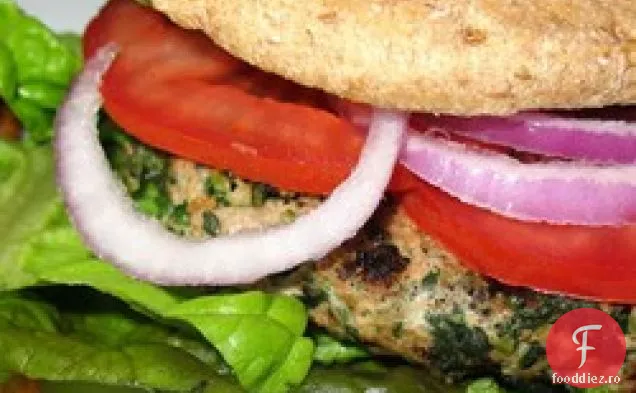 Burgeri de curcan cu spanac și Feta