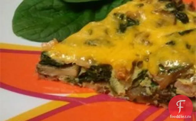 Șuncă de usturoi, ciuperci și spanac Frittata
