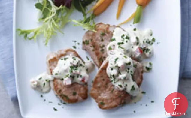 Medalioane de porc cu sos cremos de tigaie