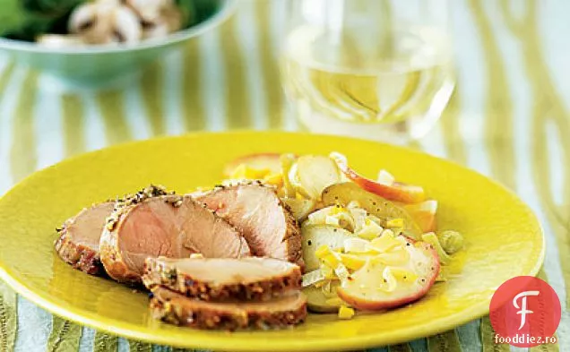 Filet de porc cu ierburi cu mere și sos de cidru
