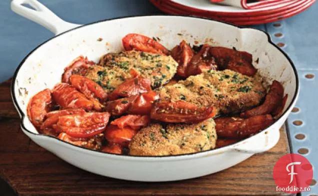 Cotlete de porc cu roșii prăjite în tigaie
