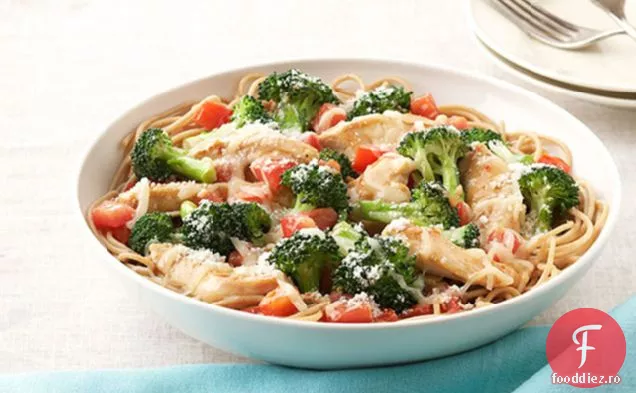Paste parmezan, pui și Broccoli pentru doi