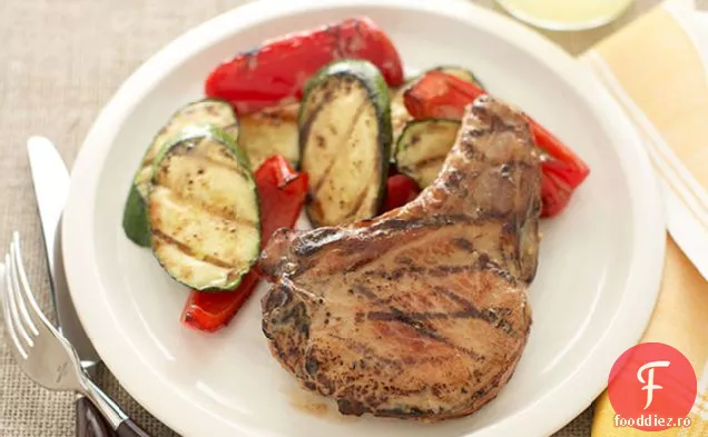 Cotlet de porc Zesty și legume la grătar