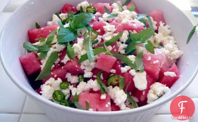 Salată De Pepene Verde, Feta Și Mentă