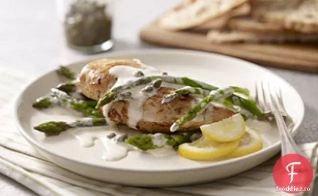 Piccata ușoară de pui cu lămâie cu sparanghel