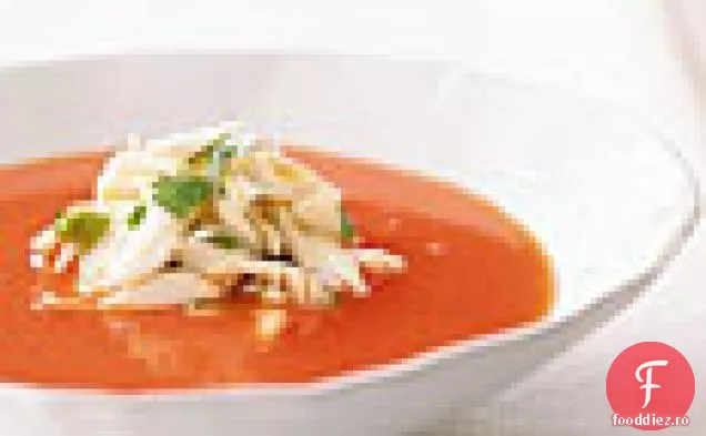 Supă de pepene verde condimentată cu carne de crab